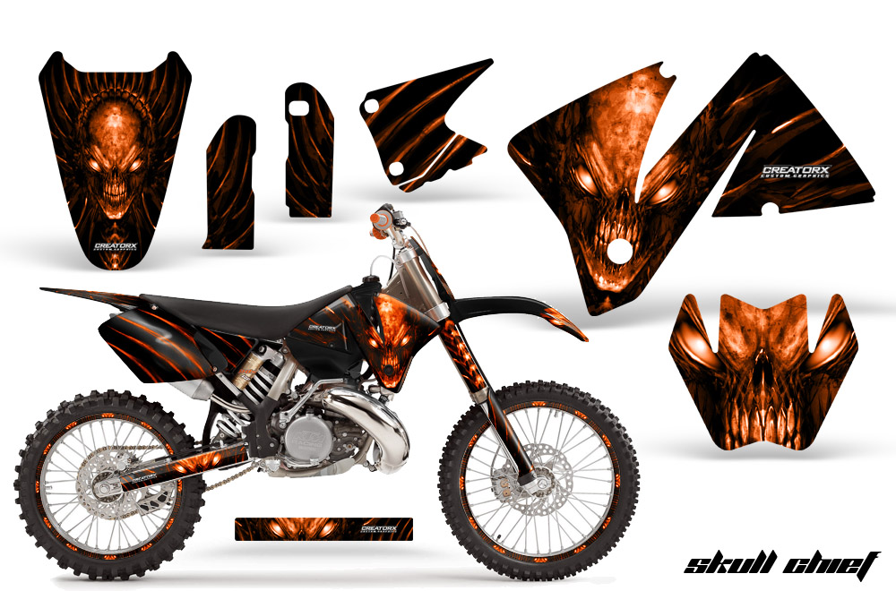 KTM C3 Graphics Kit Skull Chief Orange BB NP Rims